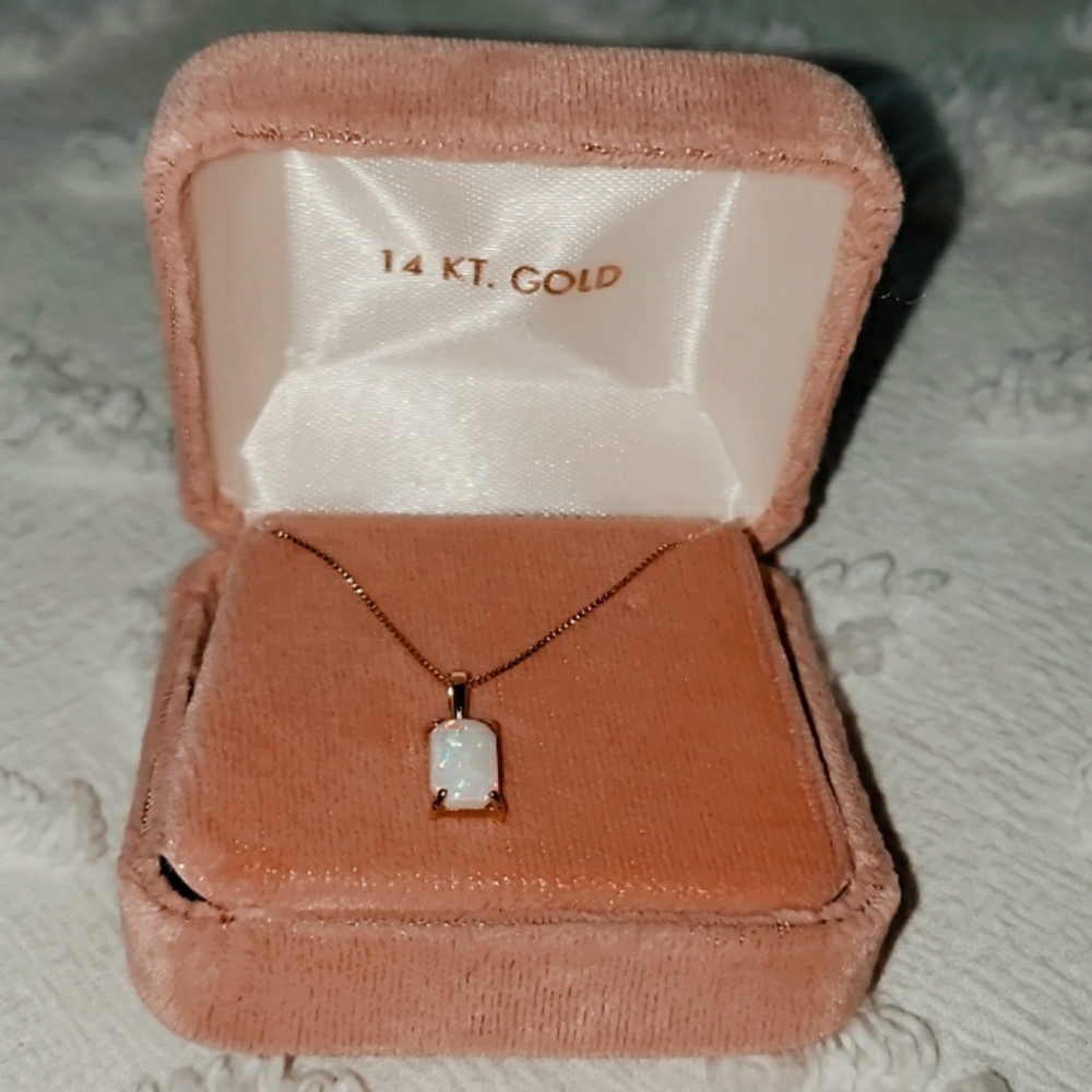 14K Gold Necklace with Opal Stone
